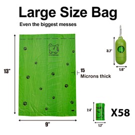 Lesibag Scented Dog Poop Bags With Dispenser, Strong and Leak-proof Waste Bags for Pets, 870 Count (58 Packs of 15), 13 Inch x 9 Inch (Green)