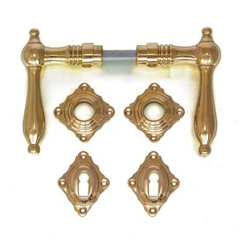 Antikas Door Handle Pair Polished Brass with Rosettes Nostalgia for Room Doors
