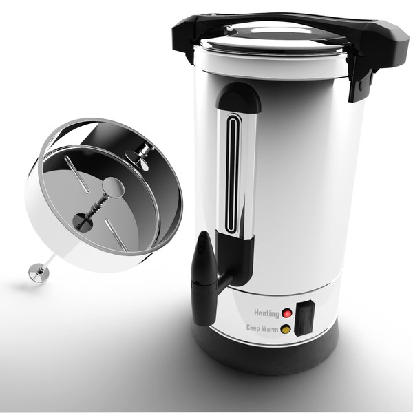 The Dreidel Company Commercial Coffee Maker Percolator Double Wall Stainless Steel Large Coffee Maker 50 Cup Coffee Urn Hot Water Urn