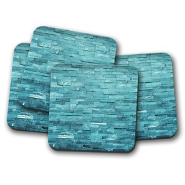 4 Set - Teal Stone Wall Coaster - Marble Blue Interior Design #15835