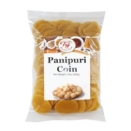 TAJ Pani Puri Coins | Flat Puri | Uncooked | Microwaveable | 14oz (400g)