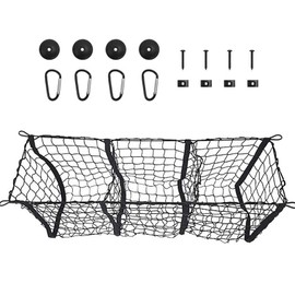 3 Pocket Trunk Cargo Organizer Storage Net, Adjustable Elastic Heavy Duty Cargo Net, Hook Up Elastic Envelope Luggage Net Truck Bed Storage(43.3in) Universal Fit for Car, SUV, Truck