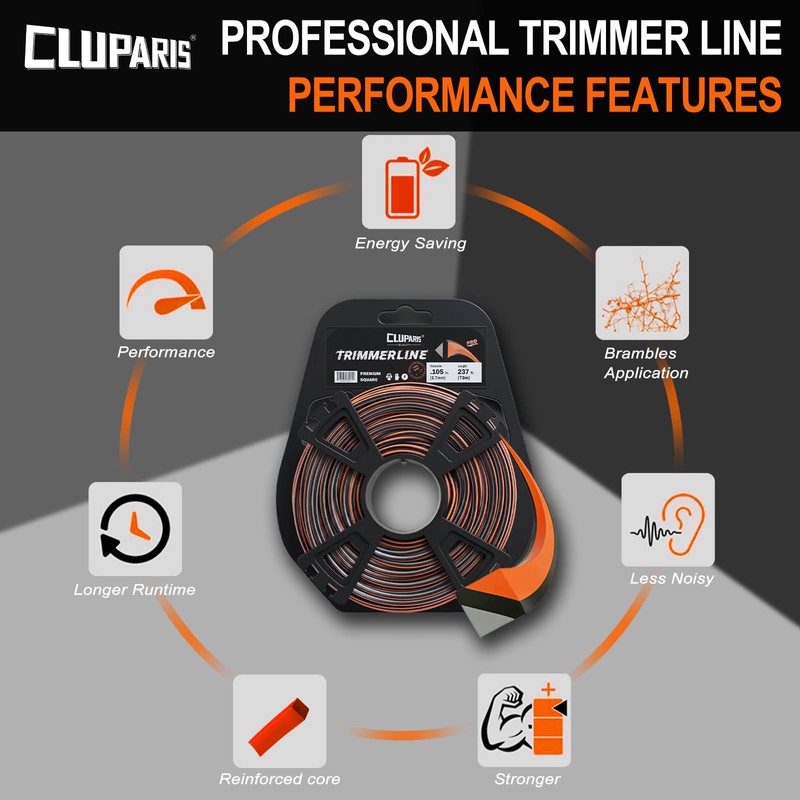 Cluparis .105-Inch Heavy Duty Trimmer Line, 1lb 237ft Professional Square