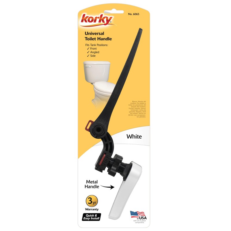 Korky Toilet Handle, White - Metal Handle - Tank Lever