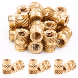 Mardatt 60Pcs M4x8x6 Brass Threaded Inserts for Plastic Brass Inserts 3D Printing Knurled Nut Brass Embedment Nut Heat Set Insert for 3D Printing Plastic