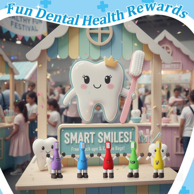 Thyle 25 Pcs Mini Dental Prizes Tooth Figures Party,Funny Expression