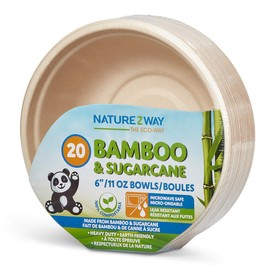 Naturezway Bamboo/Sugarcane 6" Bowl | 20 ct | Microwaveable/Leak Resistant | Renewable | Plant based | Tree Free |