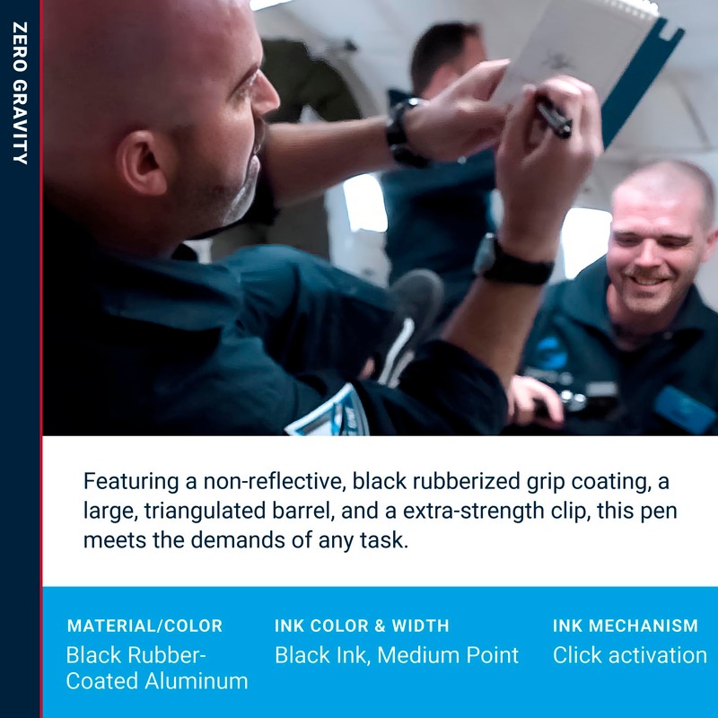 Fisher Space Pen Zero-Gravity Space Pen, Ballpoint, Matte Black Rubber