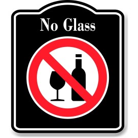 Work House Signs No Glass Symbol Prohibition BLACK Aluminum Composite Sign - 20"x24"