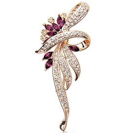 Merdia Created Crystal Brooches for Women Fancy Vintage Style Brooch Pin,Purple color