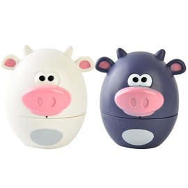 2Pcs Cartoon Calf Kitchen Timer Mechanical Countdown Timer for Cooking Baking and Classroom Activities - Adorable Purple and White Design
