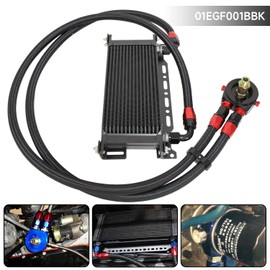 PKSABB 16 Row AN10 Engine Transmission Oil Cooler and Filter Relocation Sandwich Plate Adapter,Hose Line Kit with Mounting Bracket