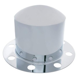 United Pacific 10222 Axle Hub Cover, Rear, Chrome, Dome, with 33mm Nut Cover, Steel/Aluminum Wheel