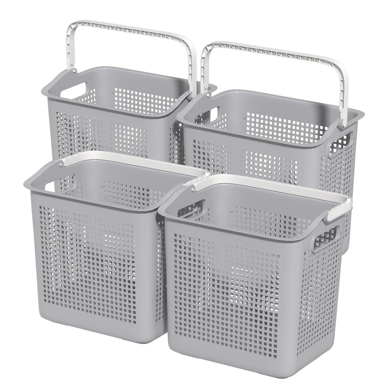 40 L Easy to Carry Plastic Laundry Hamper, 4-Pack Dirty