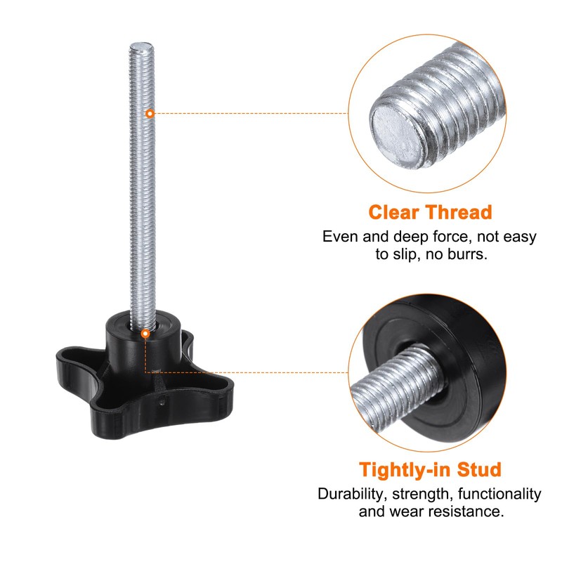 sourcing map 2pcs Star Knobs M8 x 90mm Male Thread