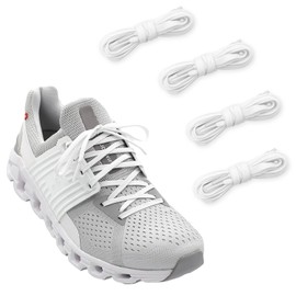 NDTEZUGT Flat Thin Shoelaces 1/4" Original Sporty Shoelaces Replacement Shoelaces for On Cloud Sneakers 2 Pairs, 2 Pairs White