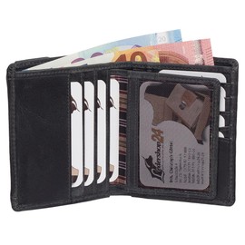 Leather Biker Wallet with Chain Biker Purse 10 cm Various Colours Black, Brown, Beige 34016, black, Classic