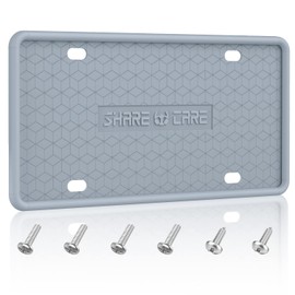 QiqaMole 1 Pack Silicone License Plate Frame, Front Back License Plate Cover, License Plate Bracket Holder Rust-Proof, Rattle-Proof, Weather-Proof for US and CA Standard Car (Grey)