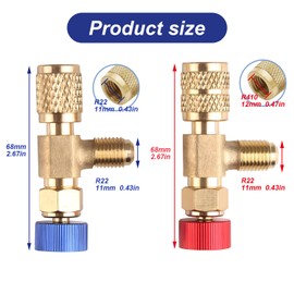 SIGANDG Safety Adaptor Flow Control Valve, Brass Flow Control Valve for Air Conditioning 1/4 - 5/16 Inch, Air Conditioning R410 R22 Adapter