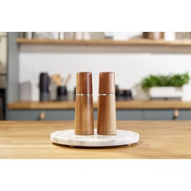 Cole & Mason Marlow Wood Mill Set - Balanced Salt and Pepper Grinders - Refillable Spice Tools - Adjustable Salt and Peppercorn Grinder Settings - Acacia Wood