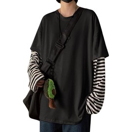 Womens Long Sleeve Harajuku Oversized Striped Shirts Casual Loose Matching Couple Streetwear Pullover Tops(B,S)