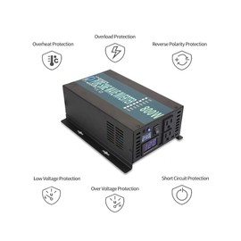 WZRELB Full Power Full Power Endurable Led Display 800W Pure Sine Wave Solar Inverter 12Vdc to 120Vac, (RBP80012B1)