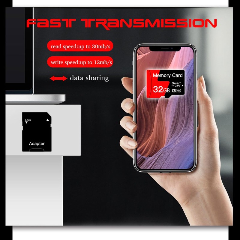 [2-Pack]32GB MicroSD Memory Card Micro SD Card With Adapter Class