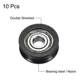sourcing map 10pcs U625ZZ Nylon Pulley U-Groove Ball Bearing 5x20x7mm U Groove Roller Wheel (GCr15) Chrome Steel Bearings, ABEC3