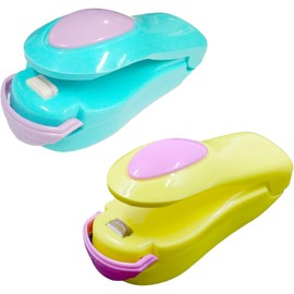 2 Pack Mini Portable Handheld Heat Vacuum Sealer Bag Sealer Mini Sealing Machine Hand Pressure Heat Sealing Machine Handheld Plastic Bag Sealer Mini for Plastic Bags Storage (Random Color)