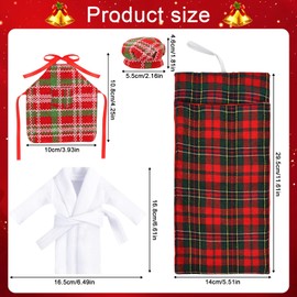 TaimeiMao Christmas Elf Doll Accessories, Christmas Elf Clothing, Including Sleeping Bag, White Bathrobe, Apron, Chef's Hat, Elf Doll Mini Costume Accessories