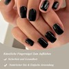 24 pieces black press on nails, short, square nails for