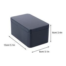 Zerodeko Rectangular tinplate box, mini portable tea storage container, metal storage box organizer for bead candy storage, black