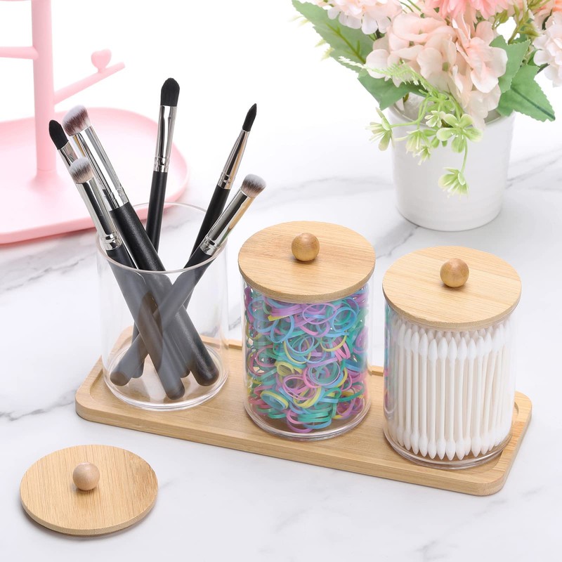 Tbestmax 10 Oz Cotton Swab/Ball/Pad Holder with Vanity Tray, Qtip