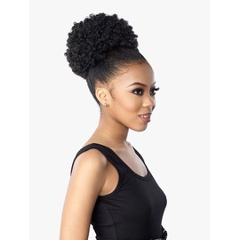 Sensationnel Instant Pony Half Wig AFRO PUFF LARGE - Synthetic pony tail and updo with adjustable drawstring for seamless pony styles - INSTANTPONY AFRO PUFF LARGE (1B)