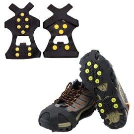 QeeHeng Ice Cleats Snow Traction Cleats Crampons,Ice & Snow Grips Over Shoe/Boot Traction Cleat Rubber Spikes for Men and Women, Shoe Size XXL