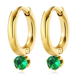 Emerald Earrings for Women Green Rhinestone Hoop Earrings Gold Emerald Green Crystal Huggie Earrings Vintage Elegant Jewelry Gifts