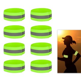 8 Pcs High Visibility Reflective Armbands, Running Safety Gear Reflective Wristbands Adjustable & Bike Ankle Bands, Bright Hi-Vis Arm Straps for Cycling, Walking, Jogging, Motorcycling & Night Sports