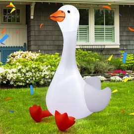 Leyndo 6 ft Christmas Porch Goose Inflatable Outdoor Decoration Large Xmas Cute Silly Goose Blow up Yard Decor with Built-in LED Light for Lawn Garden Patio Holiday Party Indoor Outside(Classic)