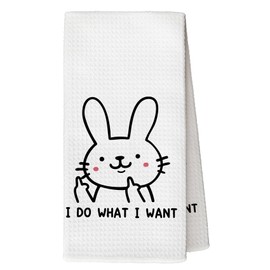 YLZlhb Funny Cartoon Rabbits Kitchen Towels, Funny Hand Towels for Bathroom, New Home Housewarming Gifts for Women, Inspirational Quotes I Do What I Want Decor Tea Towels Hand Towels 16x24 Inch