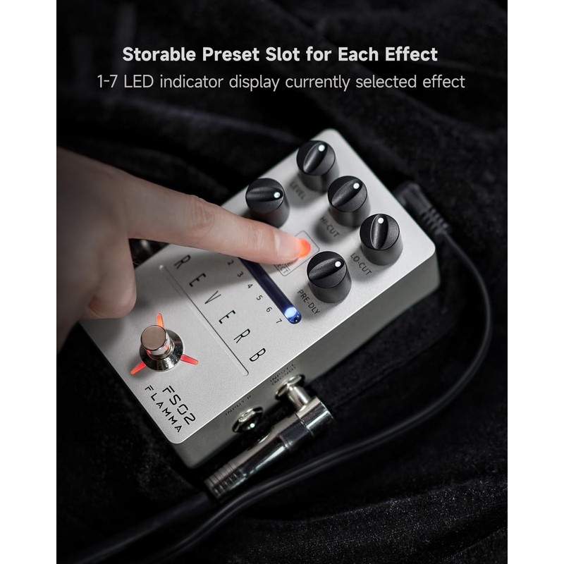 FLAMMA FS02 Reverb Pedal Stereo Guitar Effects with 7 Storable