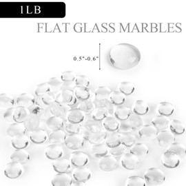 FUTUREPLUSX 1LB Small Flat Glass Marbles, 150PCS Clear Flat Glass Pebbles Marbles for Vases Fish Tank Rocks Vase Filler Beads Decorative Flat Round Gemstone for Home Decor