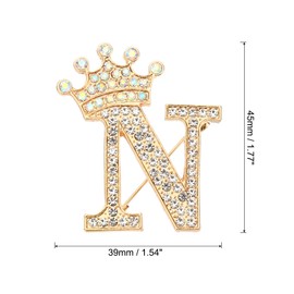 PATIKIL Letter Brooches Pins, Initial Rhinestone Alphabet Letter Lapel Pins for Women's Suits, Dresses, Coats, Clothing, Crafts, Metal