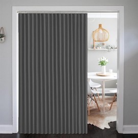 SK Studio Magnetic Door Curtain, Thermal Curtain Against Cold and Heat Folding Curtain Room Divider with Eyelets for Bedroom, Room, Living Room, Dark Grey, 140 x 241 cm