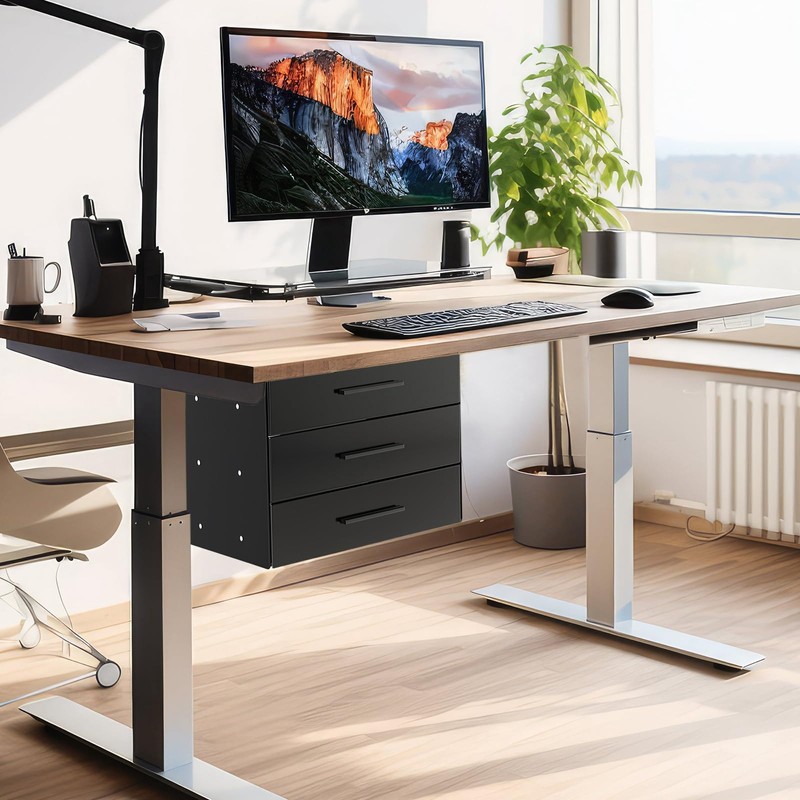 Menkxi 16 Inch Slide out Under Desk Drawer 3 Layer