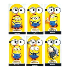Famosa softies Minions 2 The Rise Of Gru Keyring Rubber Keychain Surprise Choice 1 Piece, multicoloured