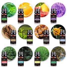 VIDA4U 12 Piezas Aceites Esenciales de Aromaterapia de 10ml, Aceite Esencial 100% Natural para Difusores y Humidificadores, Meditación, Yoga, Spa, Masaje, Baño, Hogar, Oficina