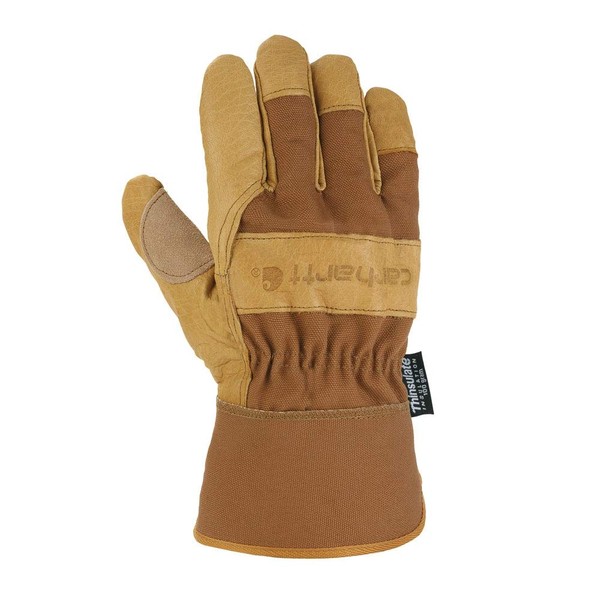 Carhartt Men's Insulated Grain Leather Work Glove with Safety Cuff, Brown, XX-Large