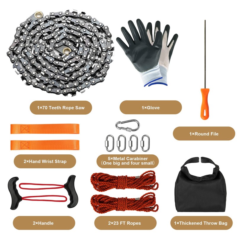 SENSILIN Rope Saw for Tree Limbs, 55 Inch Chain Saw