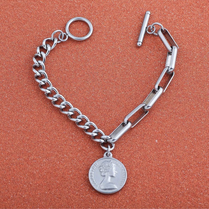 MOMOL - Collar de cadena de eslabones de acero inoxidable