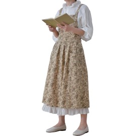 Hawholm Plus Size apron Women-Cross Back Apron for Women with Pockets, Pinafore Aprons, Womens Cotton Linen Apron
